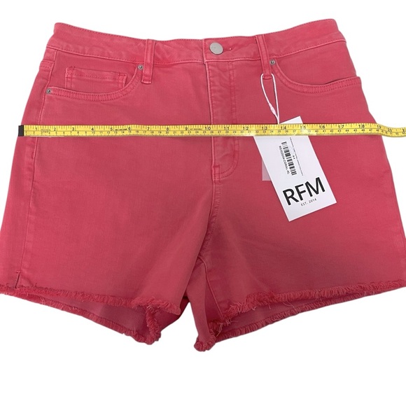 RFM Los Angeles‎ Essential High Waist Raw Hem Denim Shorts Sugar Coral Sz XL NWT - Picture 4 of 13